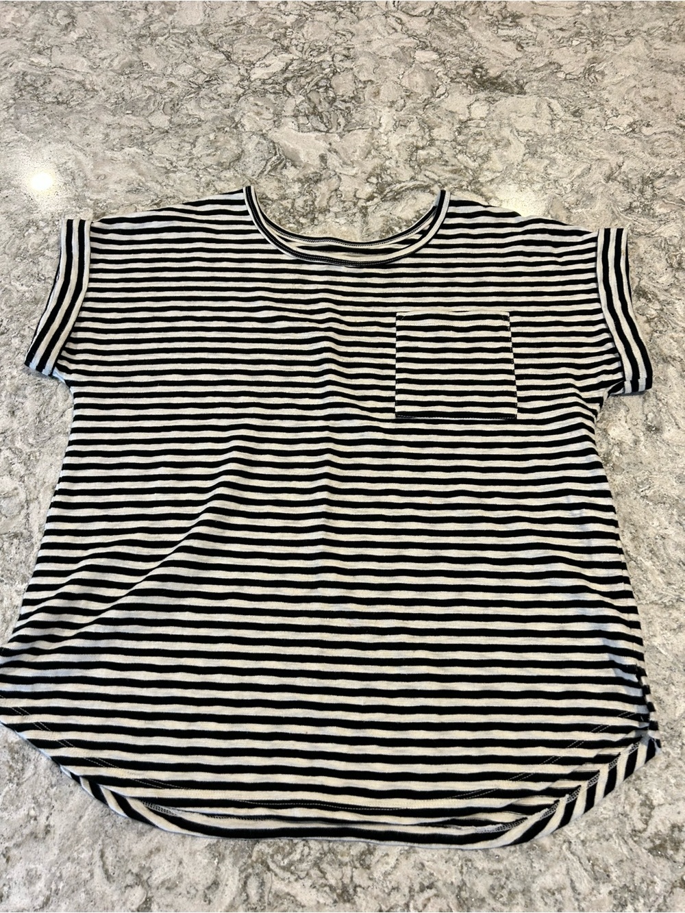 Merona Black & White Striped Short-Sleeve Pocket Tee